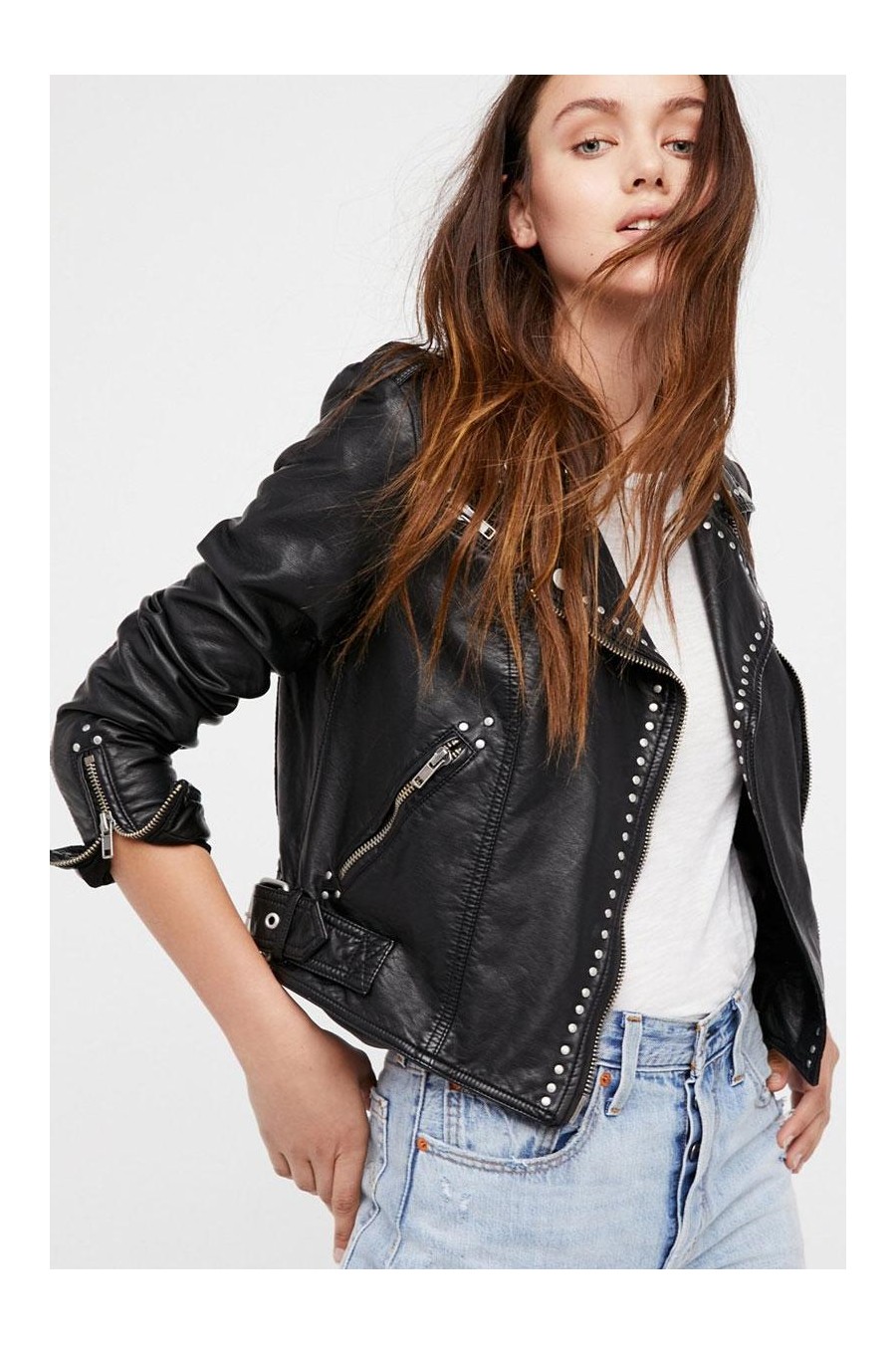 Studded Vegan Leather Moto