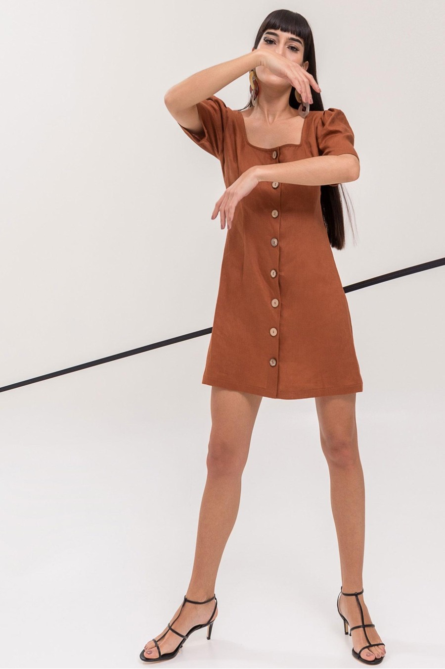 Pensiere Linen Dress | Toffee