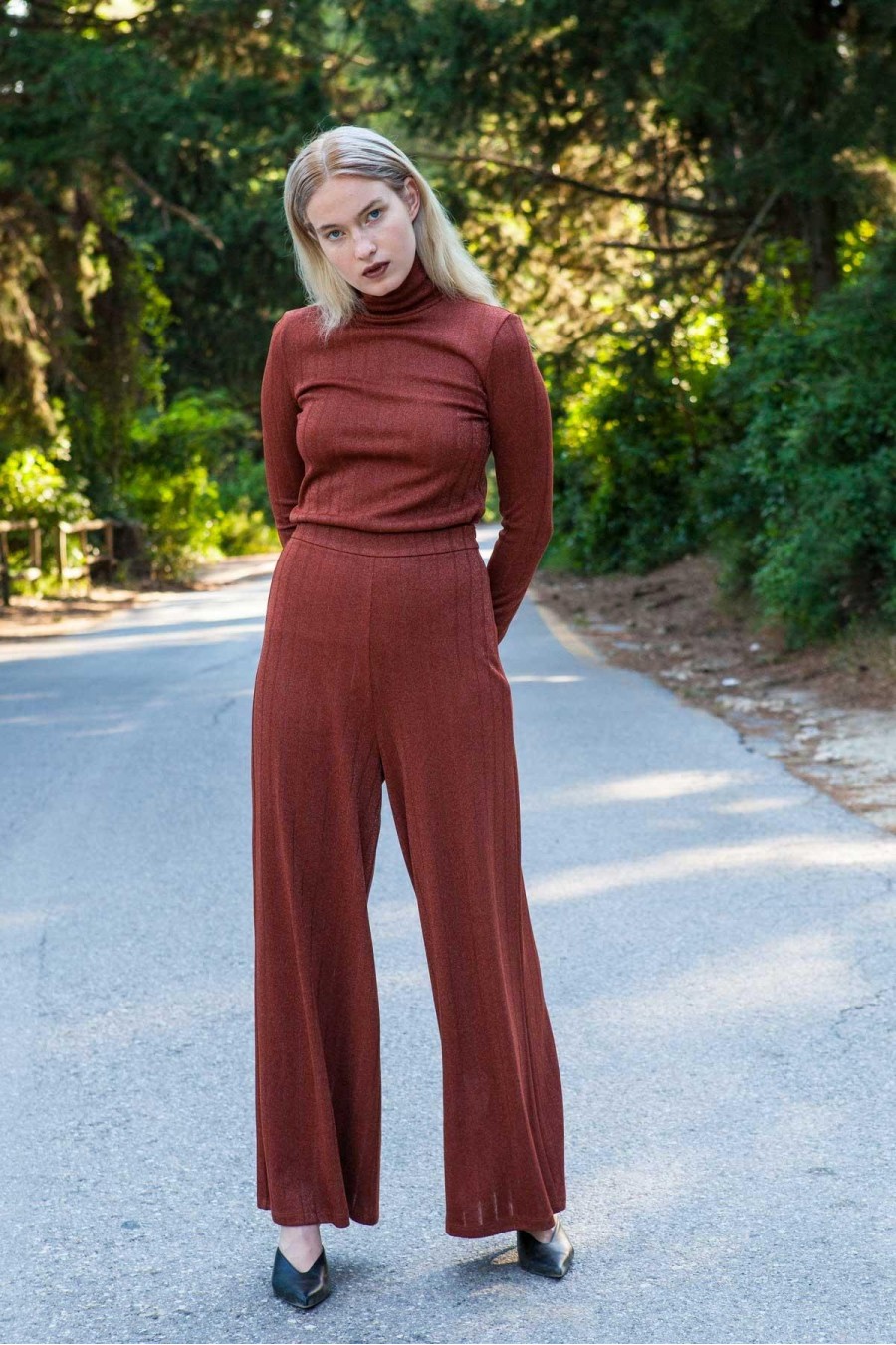 Rhea Knit Pants | Rust