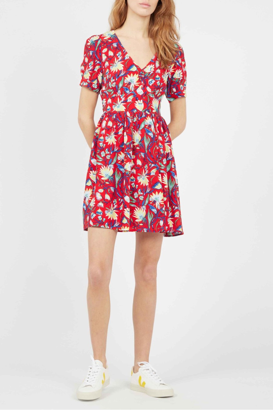 Abstract Floral Dress | Red