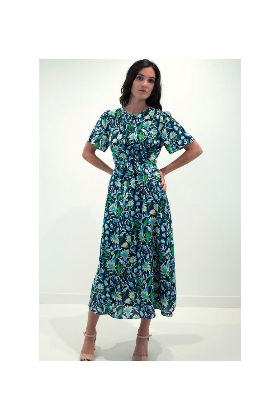 Abstract Floral Midi Dress...