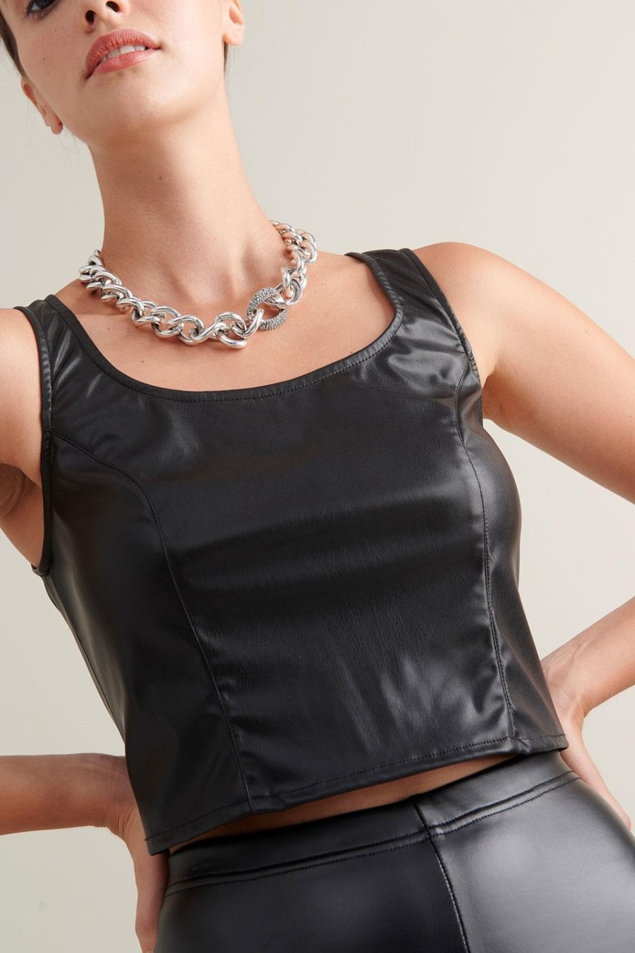 Faux Leather Crop Top