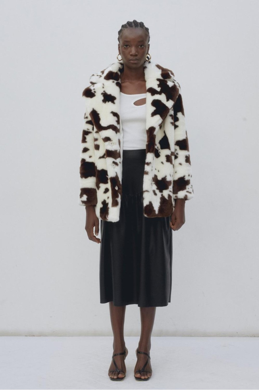 Heather Coat | Cow Print