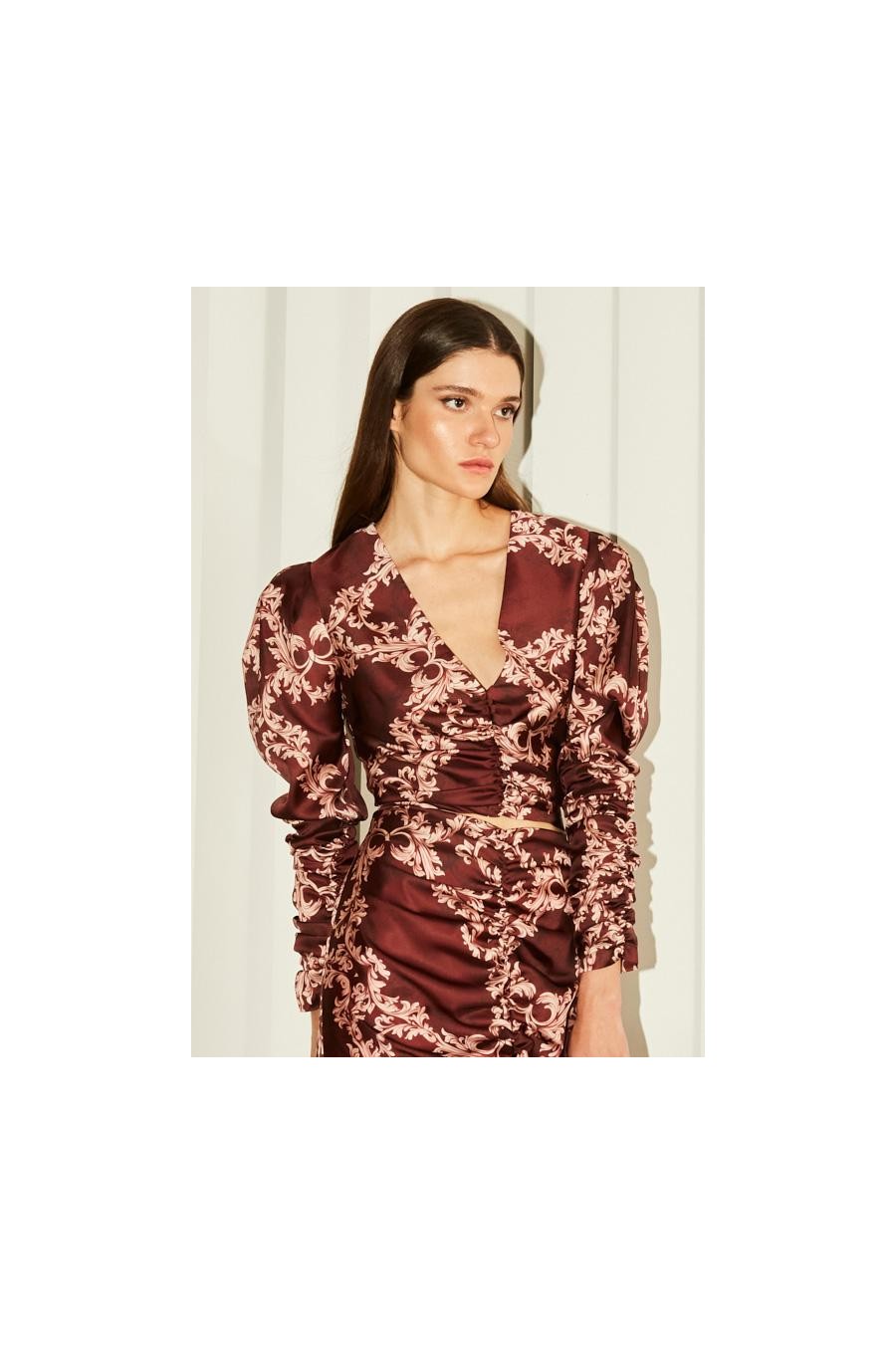 Valentina Draped Burgundy Top