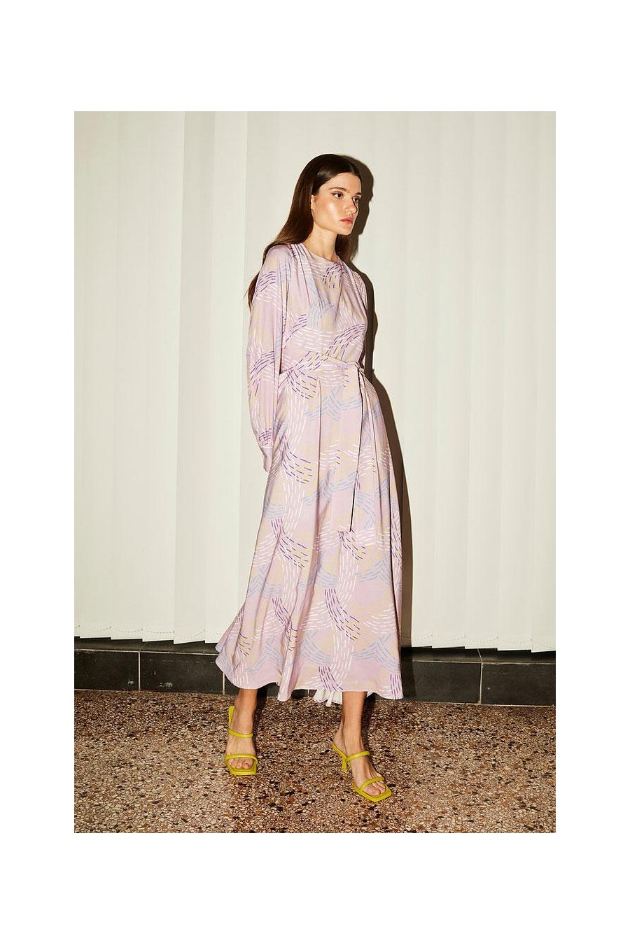 Sara Viscose Printed Wide Dress