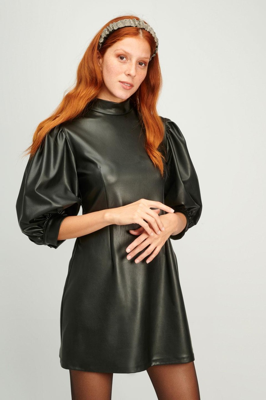 Faux Leather Mini Dress | Black