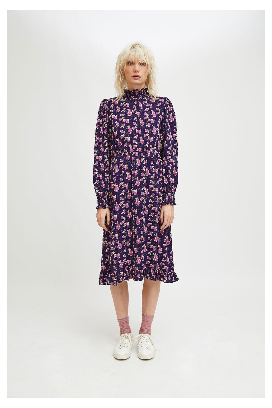 Plum Print Midi Dress