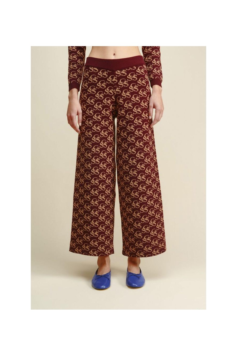 Chloe SSG Knit Pants | Burgundy/Beige