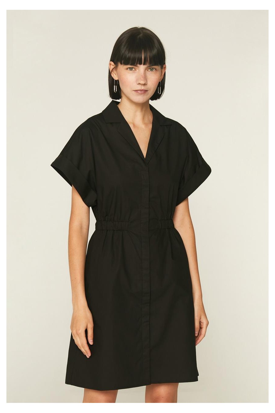 Poplin Mini Dress | Black