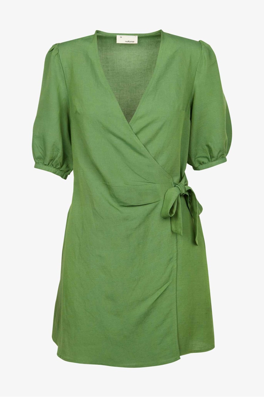 Puff Sleeve Mini Wrap Dress...