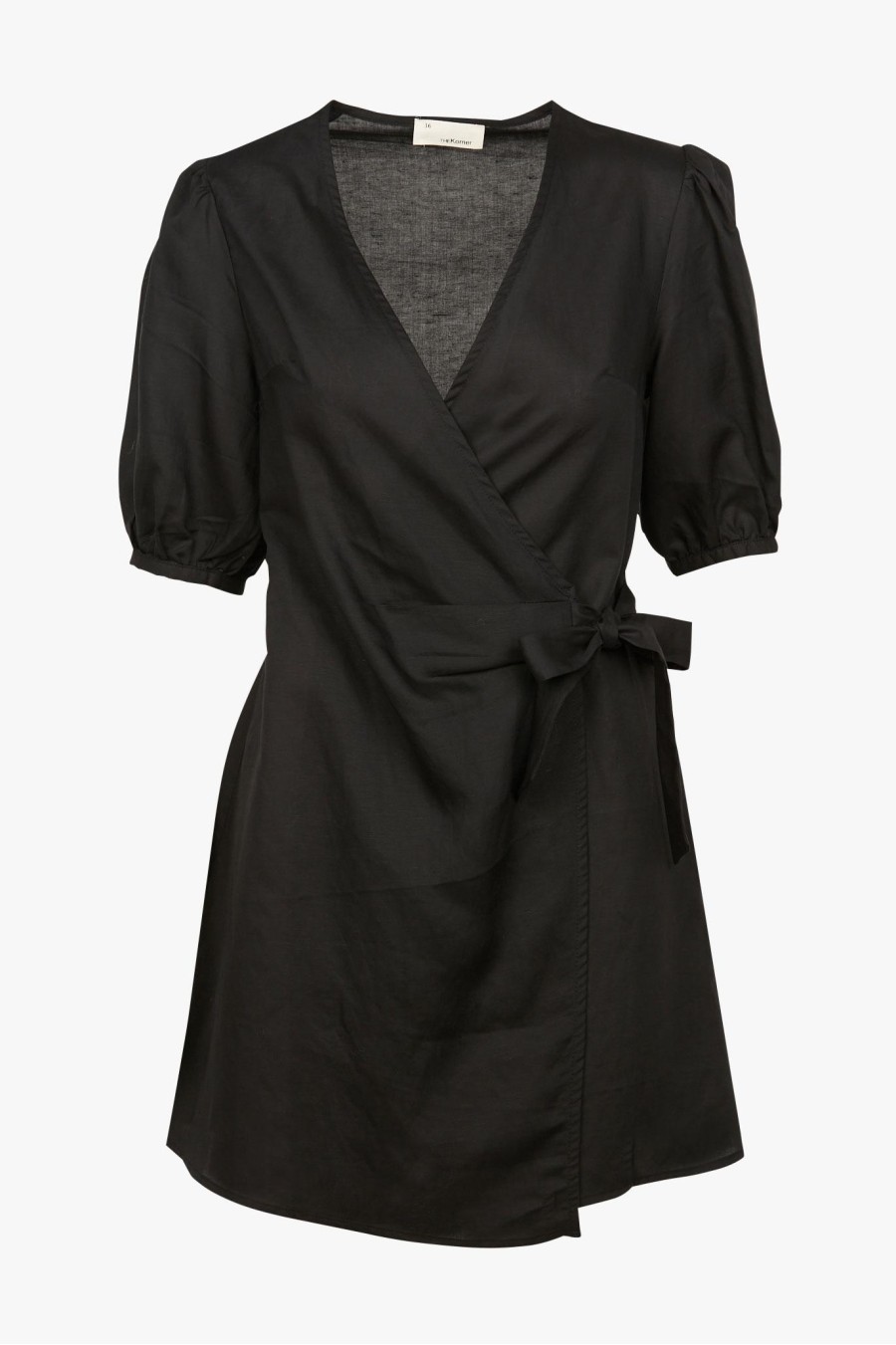 Puff Sleeve Mini Wrap Dress | Black