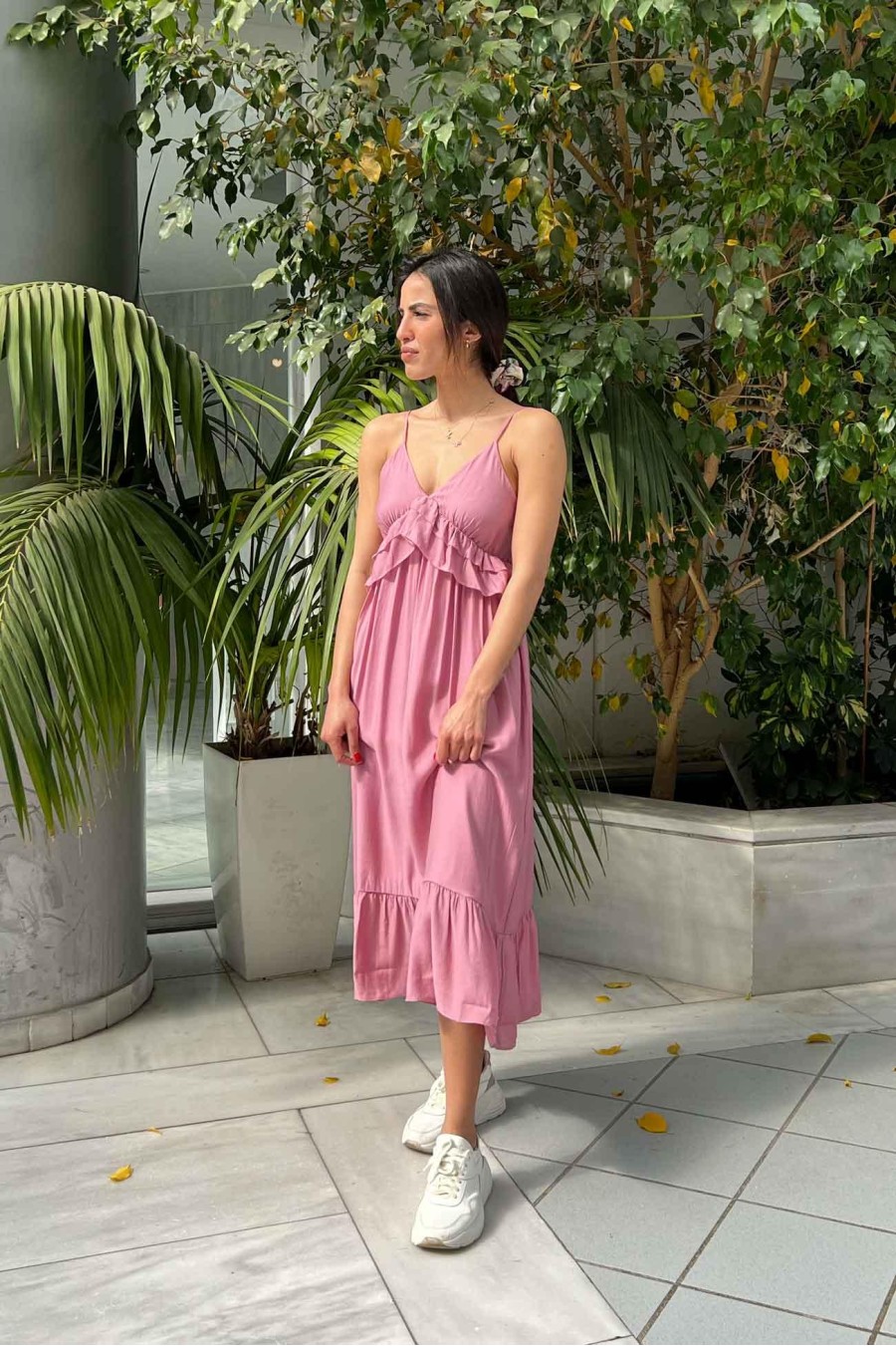 Ruffles Midi Dress | Pink