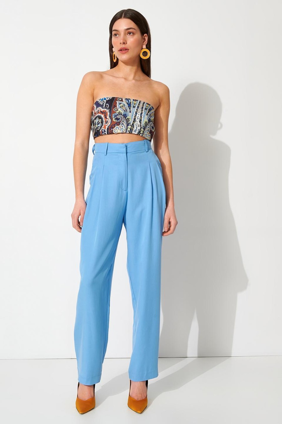 Classic High Waisted Trousers | Sky Blue