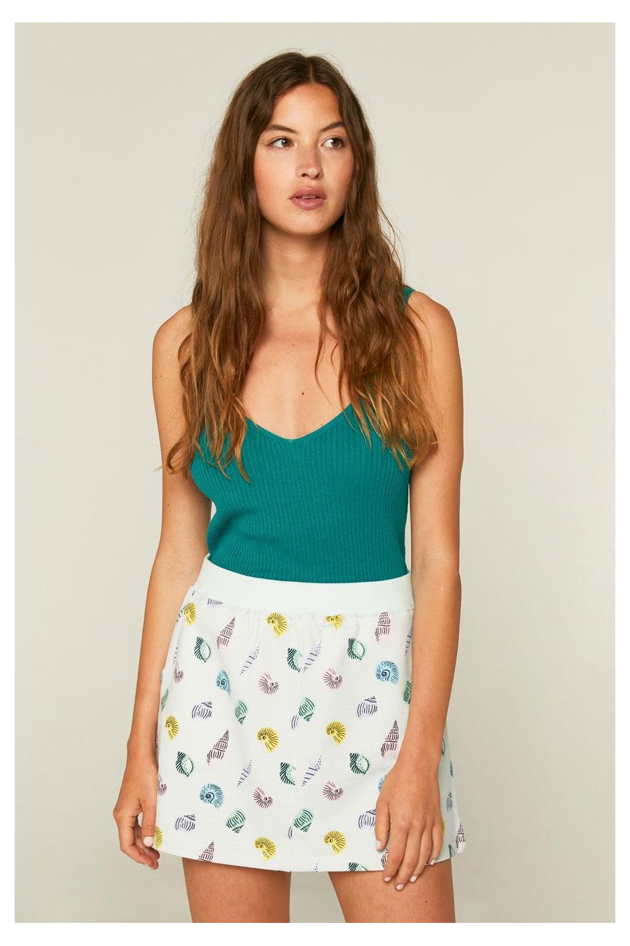 Sea Shell Print A-Line Mini Skirt