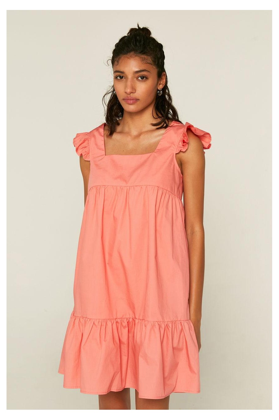 Poplin Mini Dress | Coral