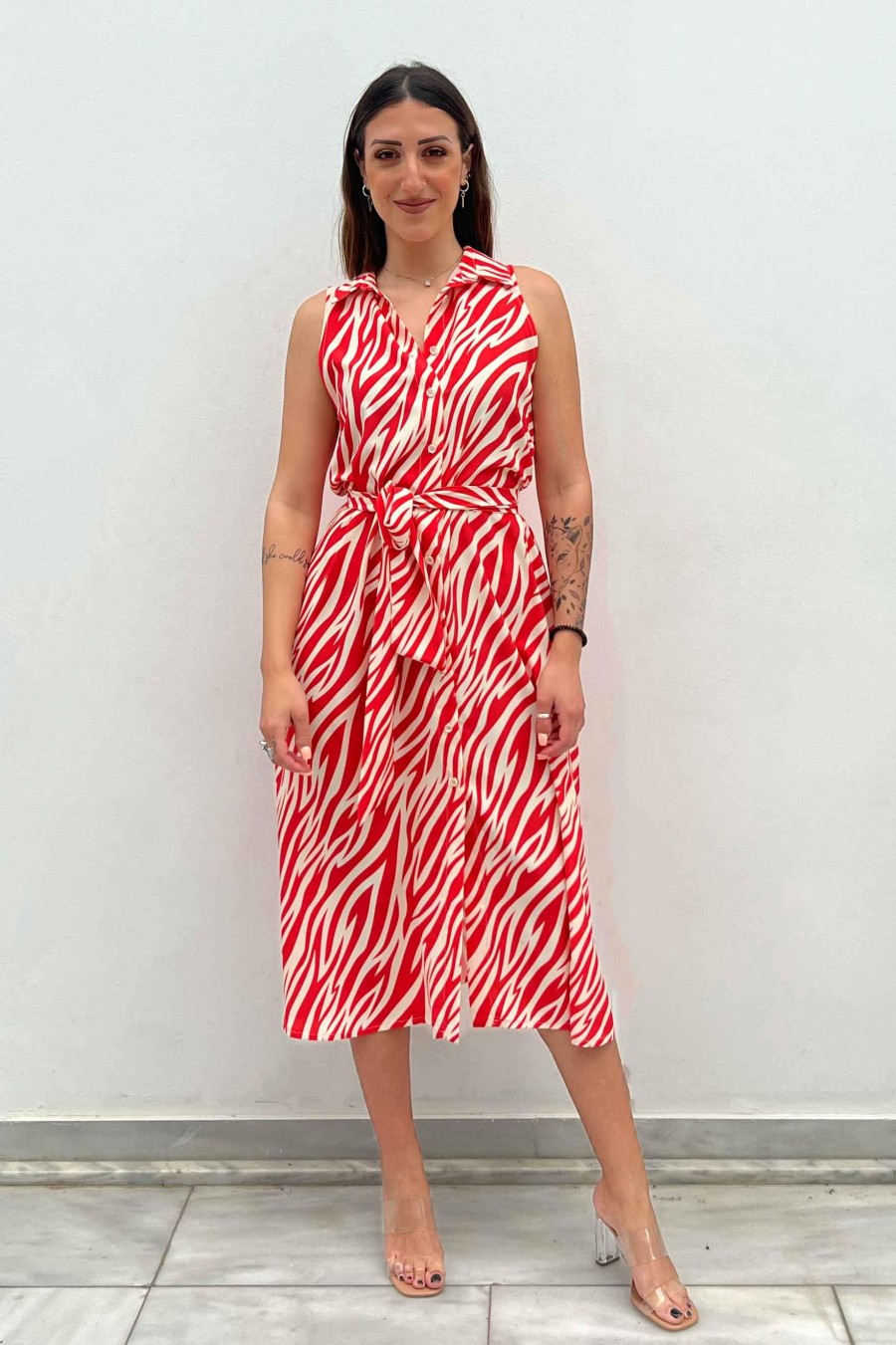 Zebra Shirt Dress | Red