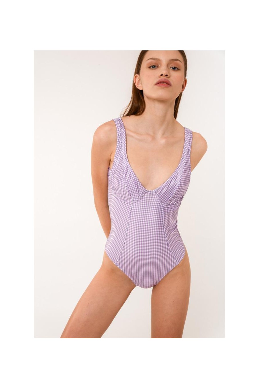 Veronica Swimsuit | Lilac Checked