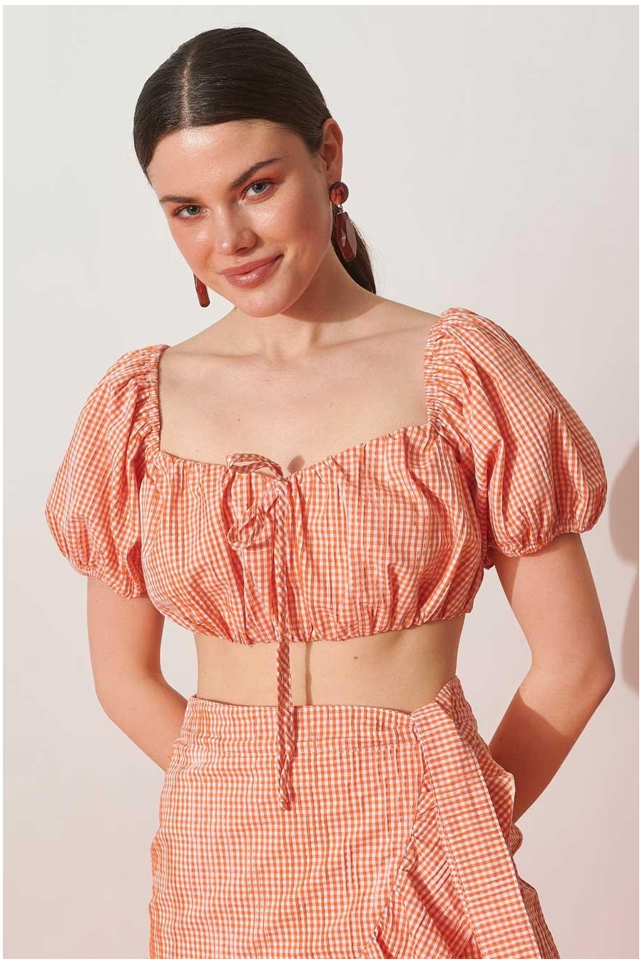 Plaid Crop Top | Orange