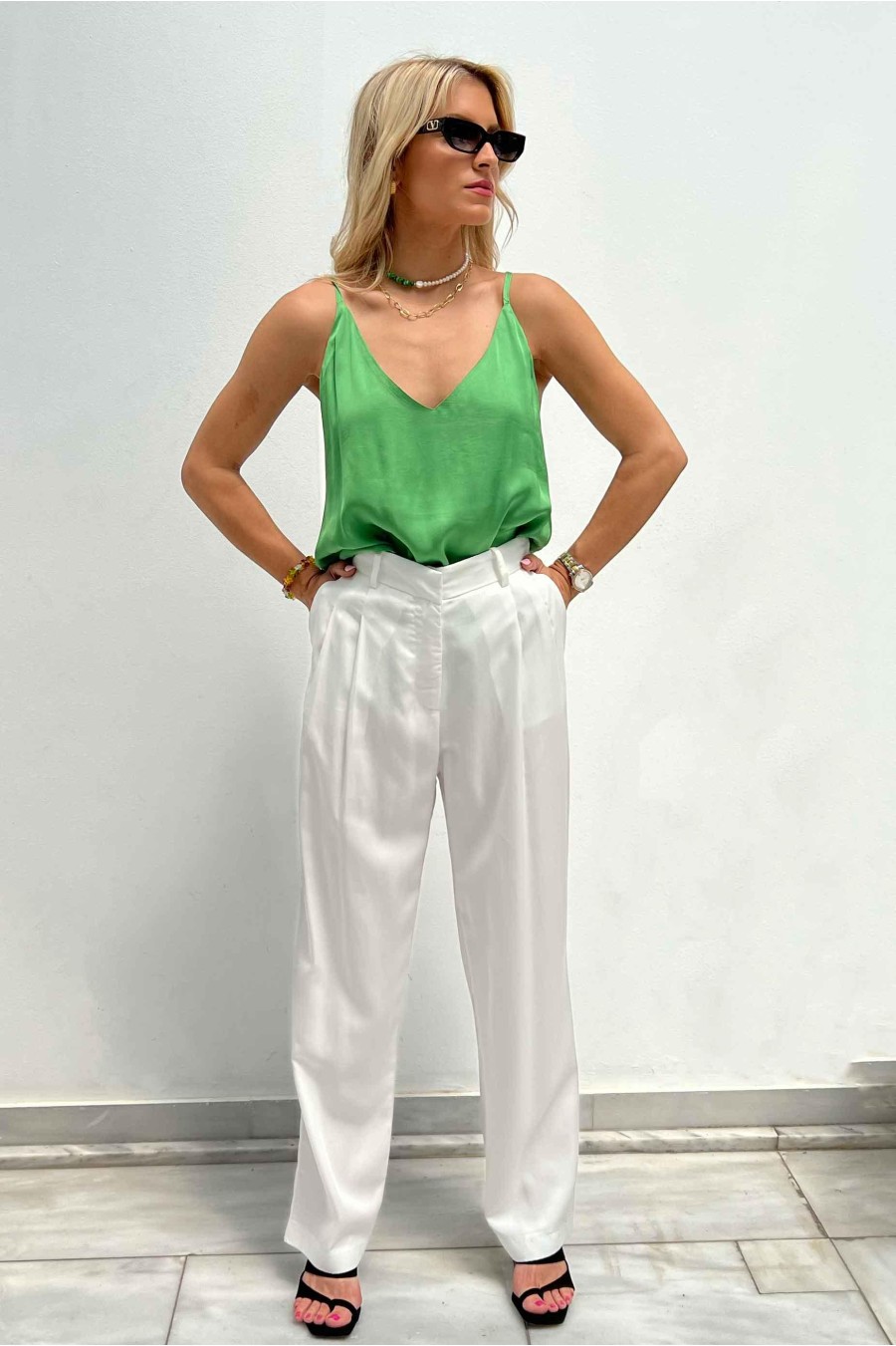 Classic High Waisted Trousers | White