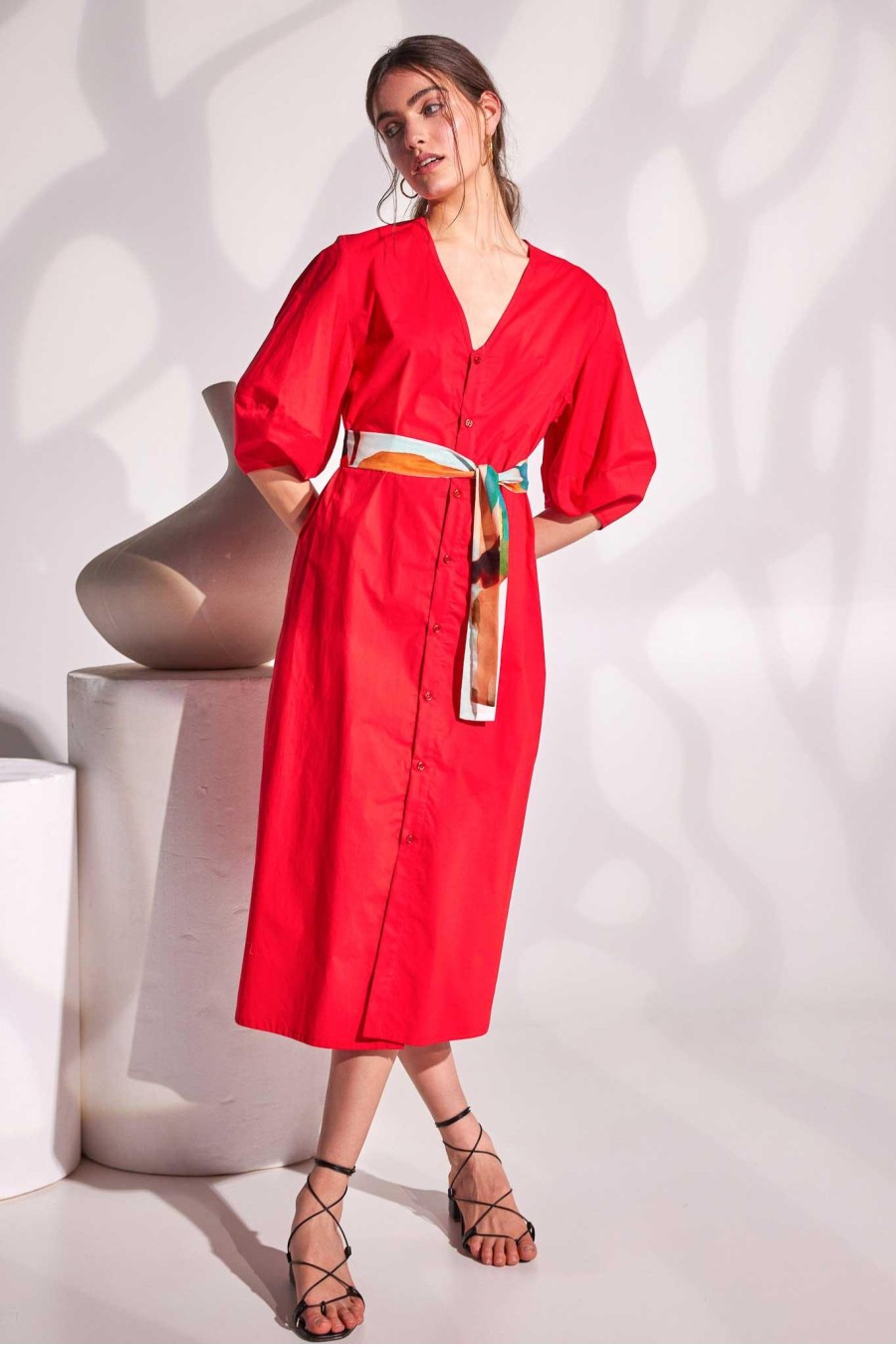 Heritage Midi Dress | Red