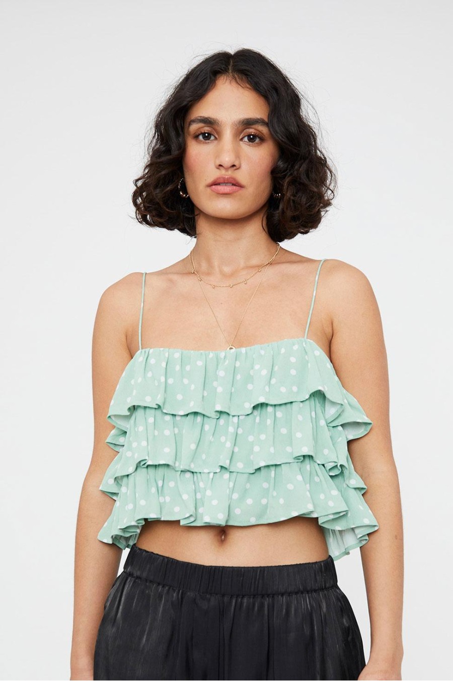 Mint Polka Dot Crop Top