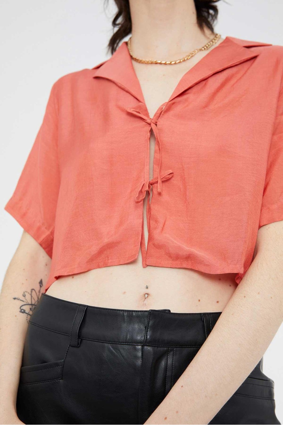 Coral Cropped Blouse