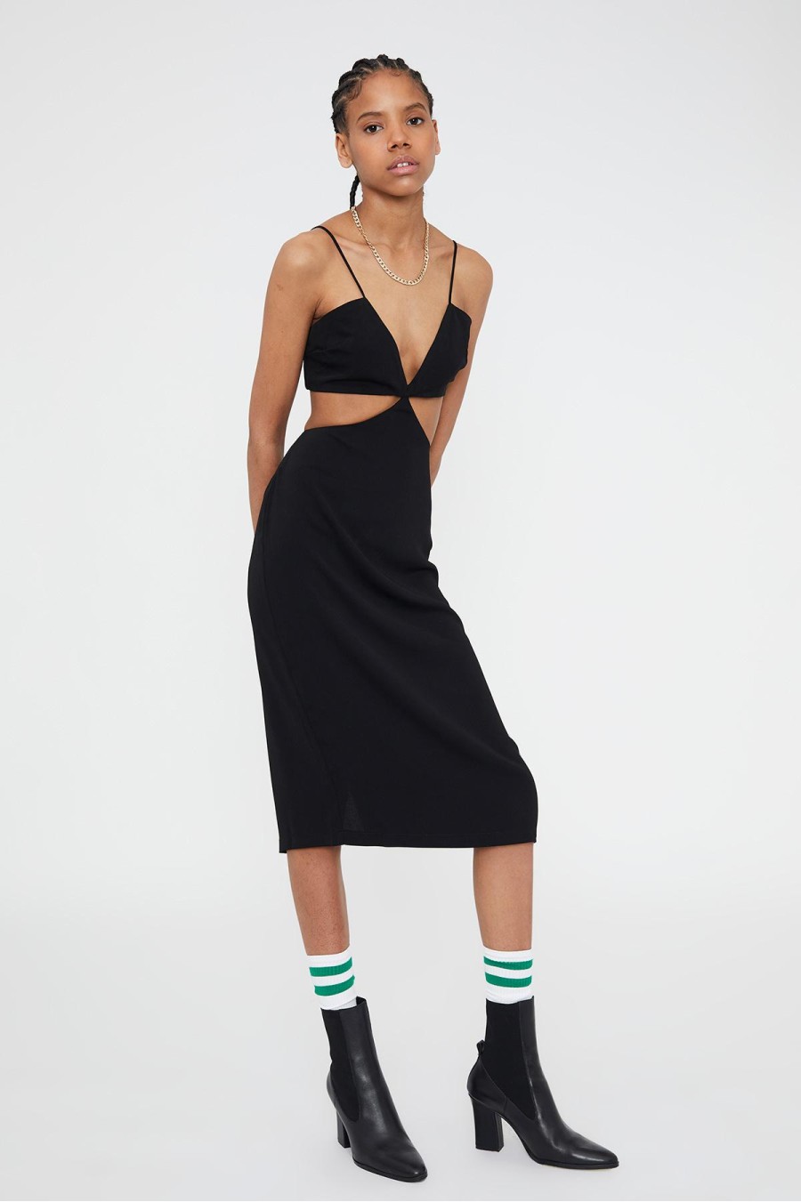 Cut Out Midi Dress | Black