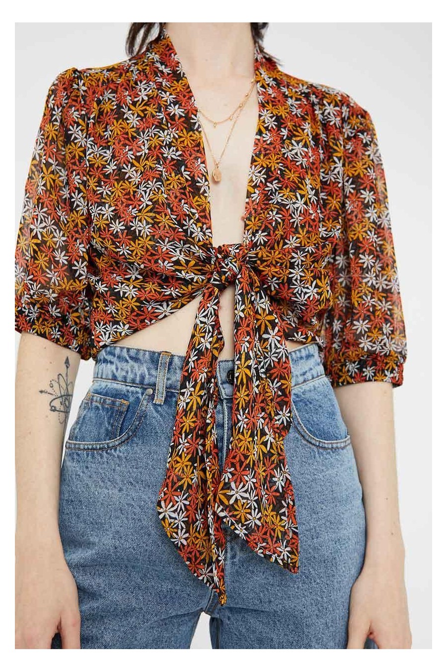 Daisy Print Tie Top