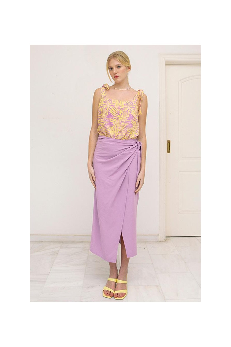 Lilac Linen Wrap Skirt