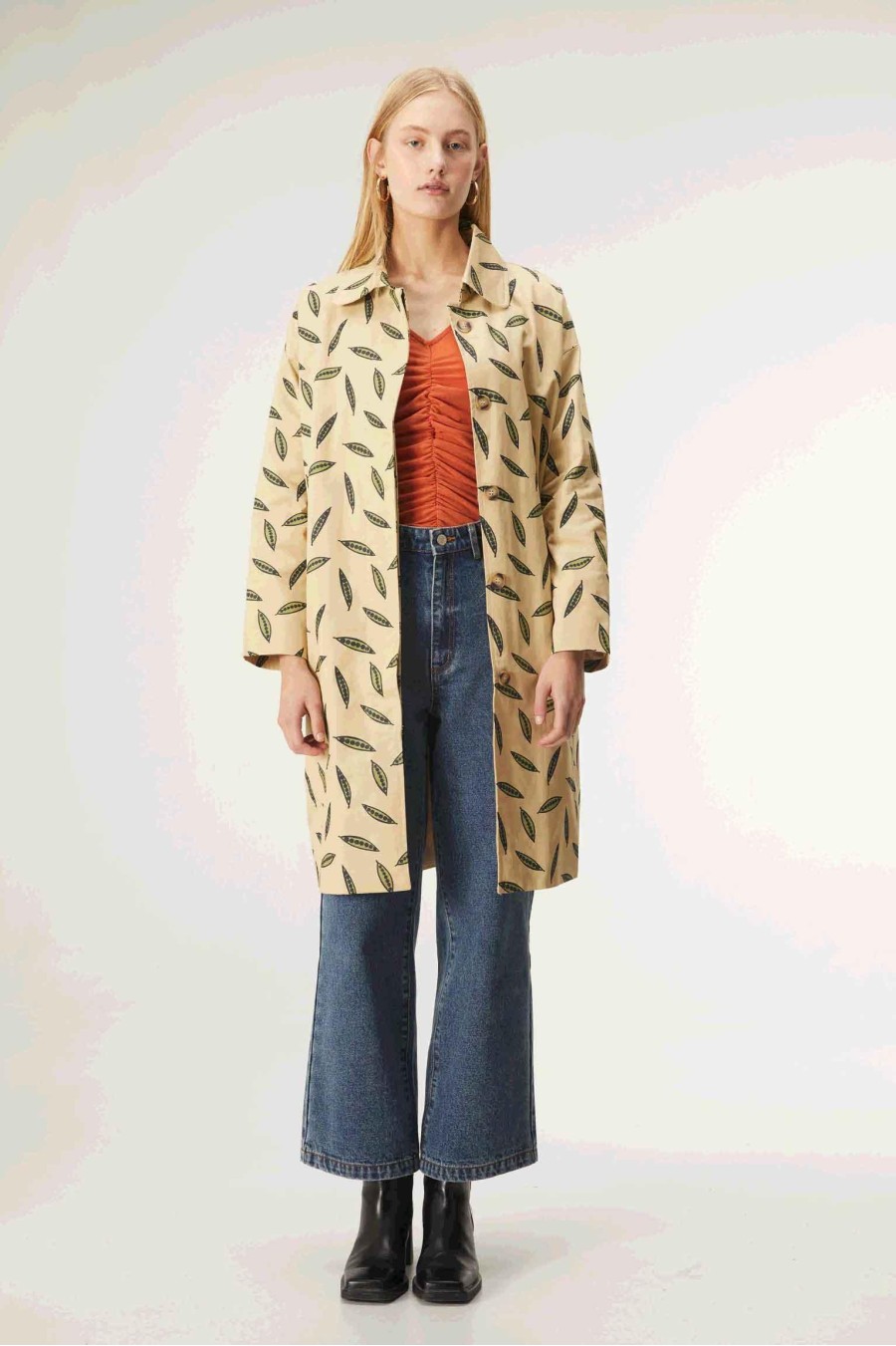 Pea Print Trench Coat