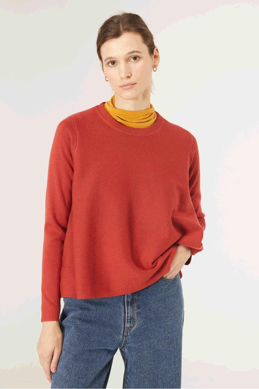 Flared Knit Jumper | Orange