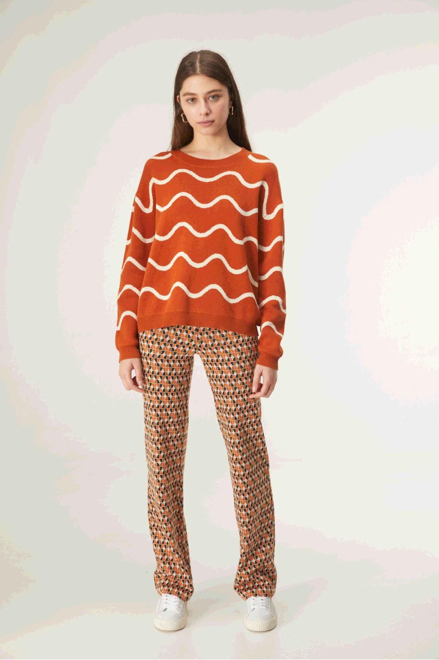 Wave Print Knit Jumper