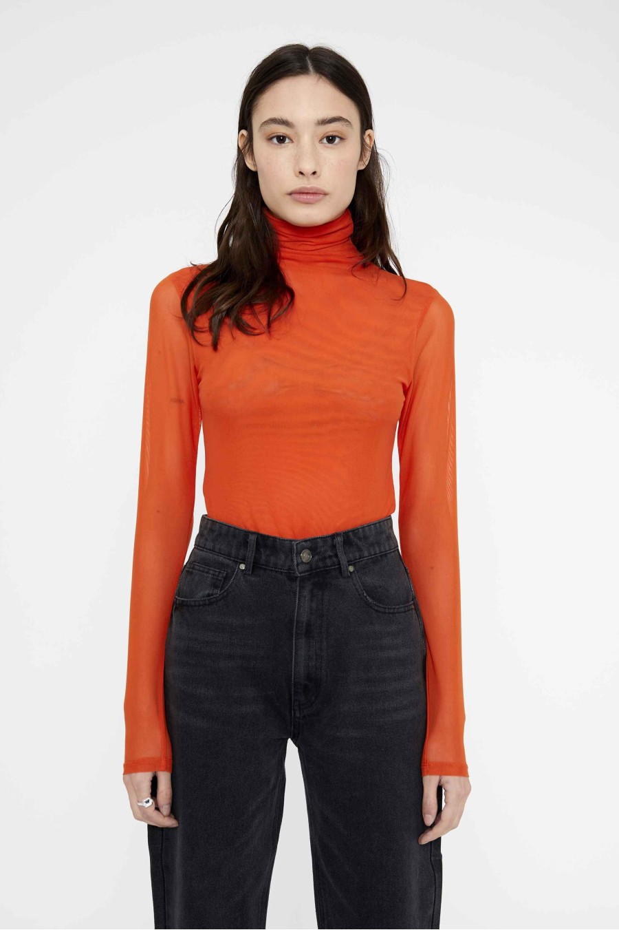 Sheer Fitted Top | Orange