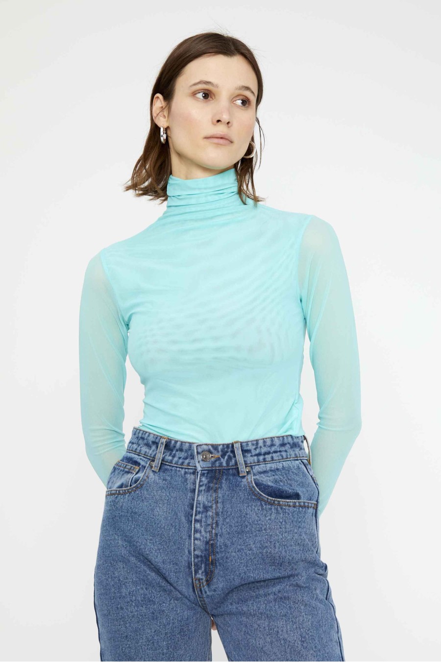 Sheer Fitted Top | Blue