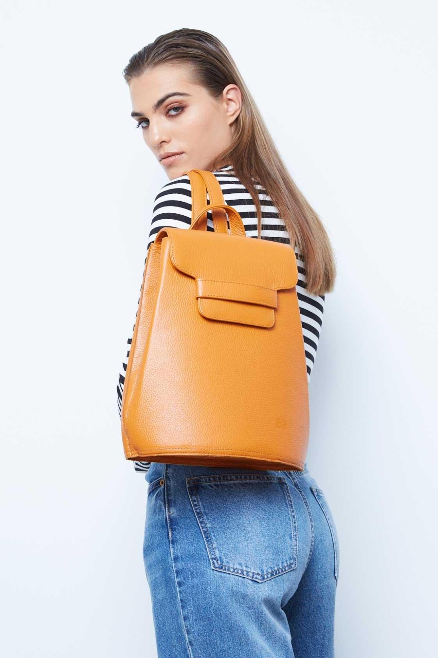 Cocktail Genuine Leather Backpack Orange