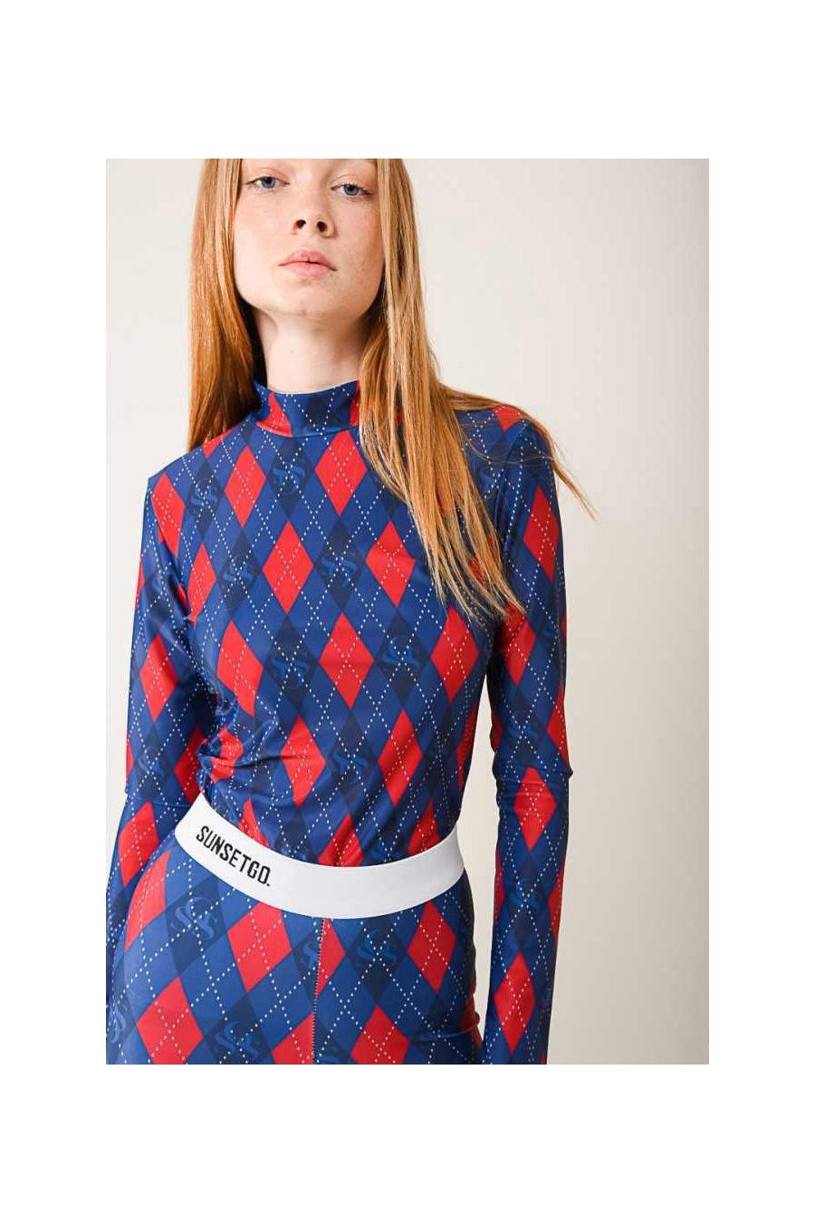 Gilda Turtleneck Top | Blue & Red Plaid