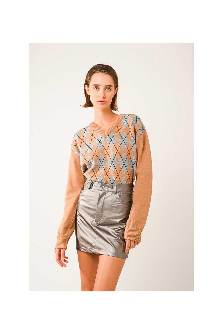 Metallic Mini Skirt | Grey