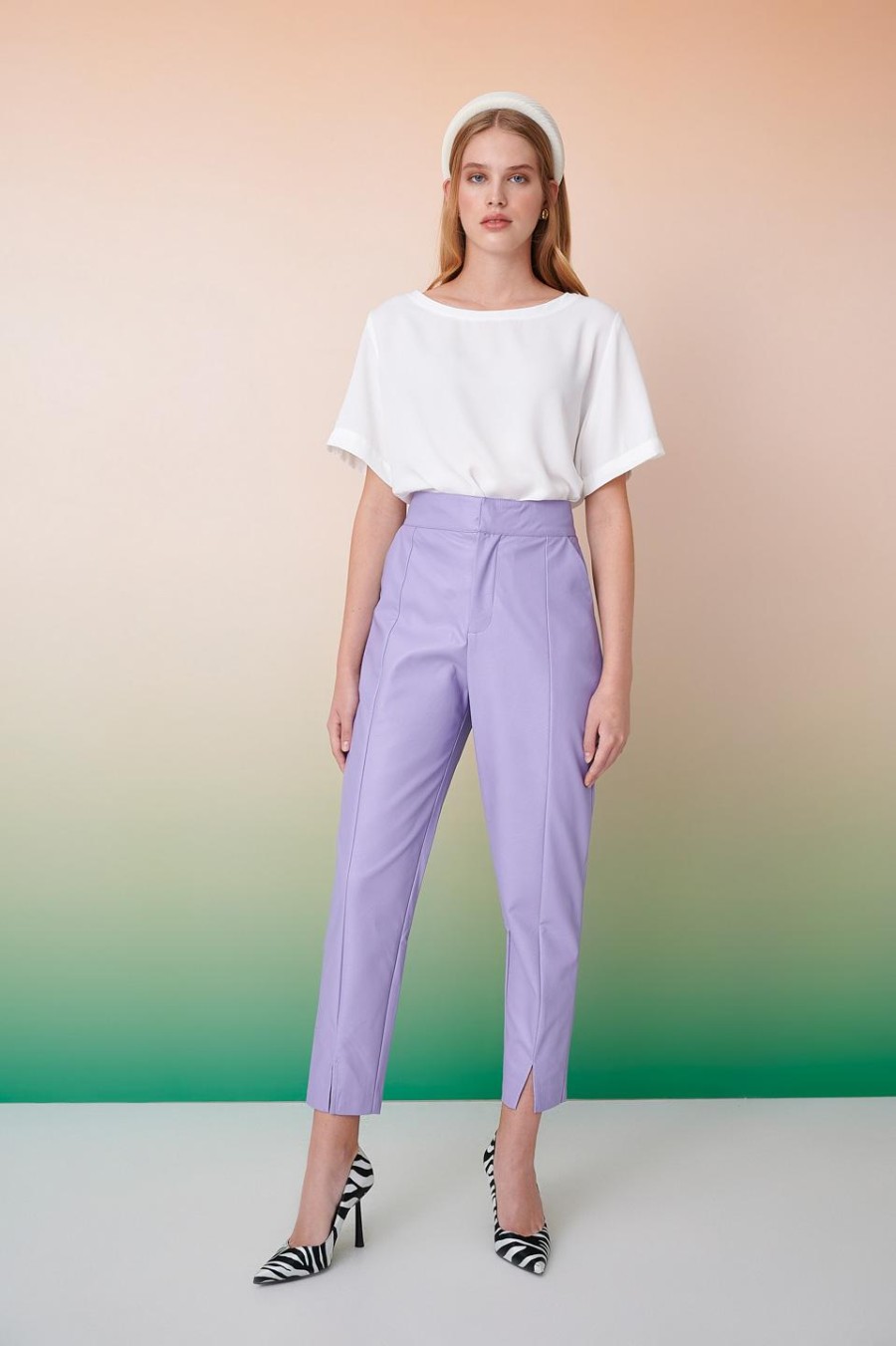 Eco Leather Trousers | Lilac