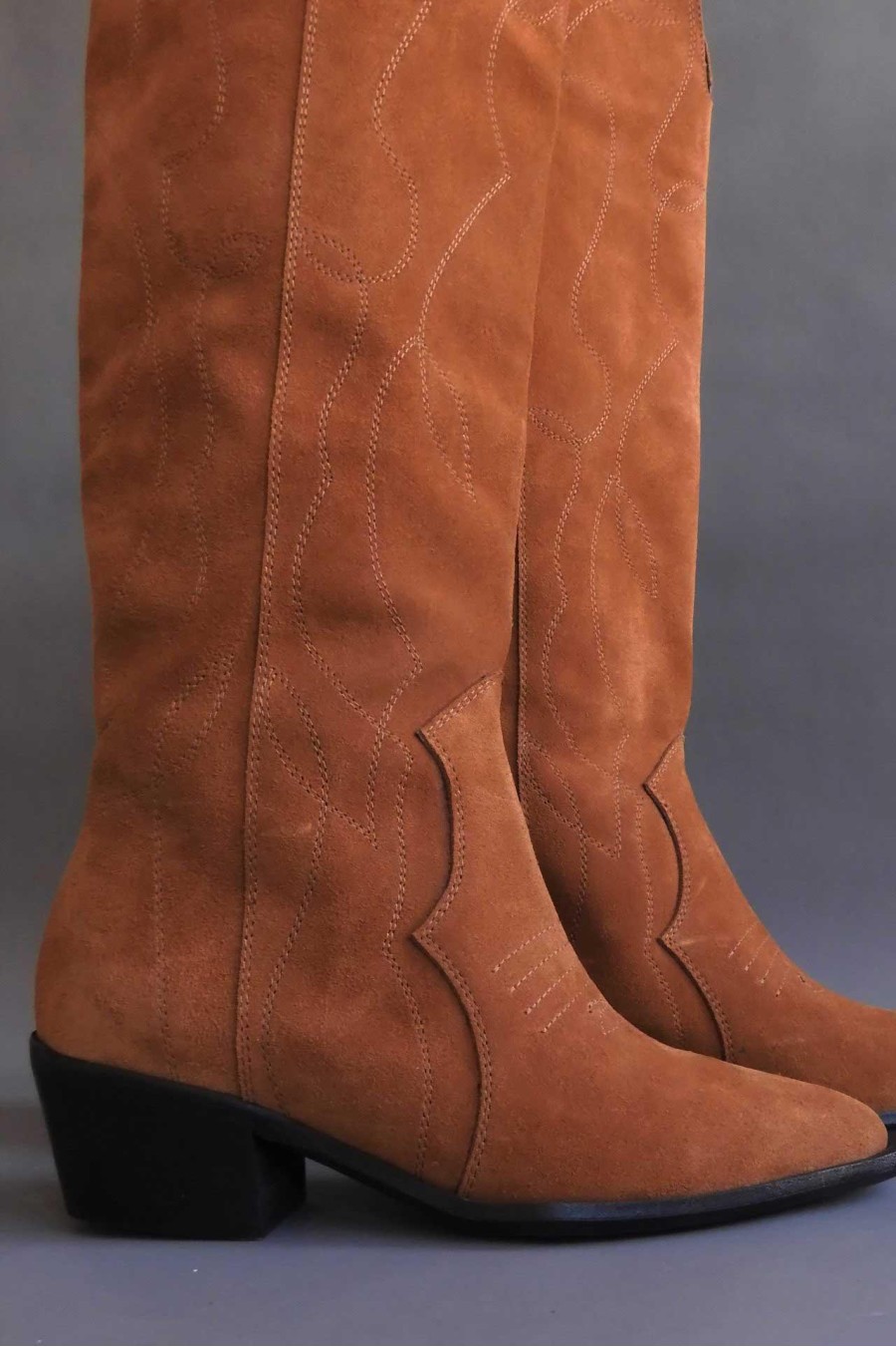 Texas Embroidered Boots | Tan Suede