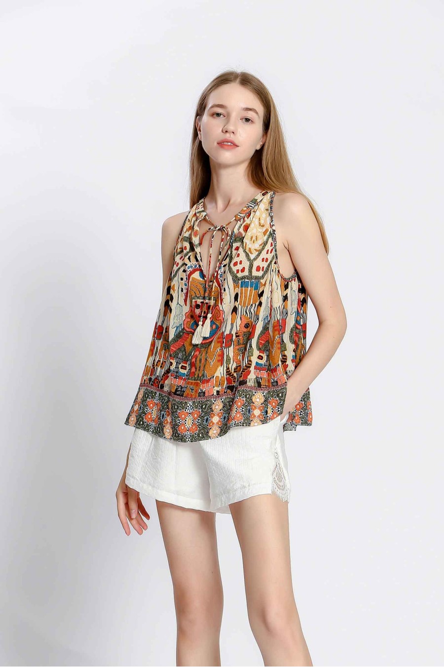 Mask Print Blouse