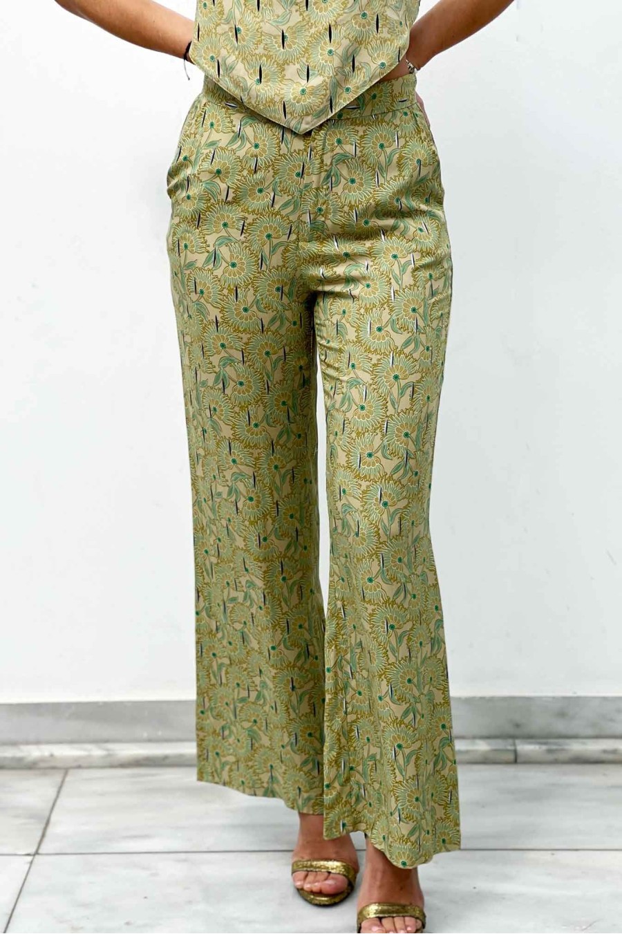 Lime Floral Printed Pants