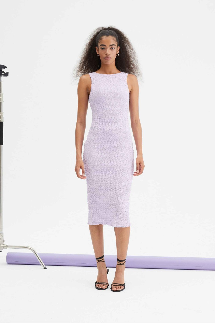 Lilac Textured Elastic Dress