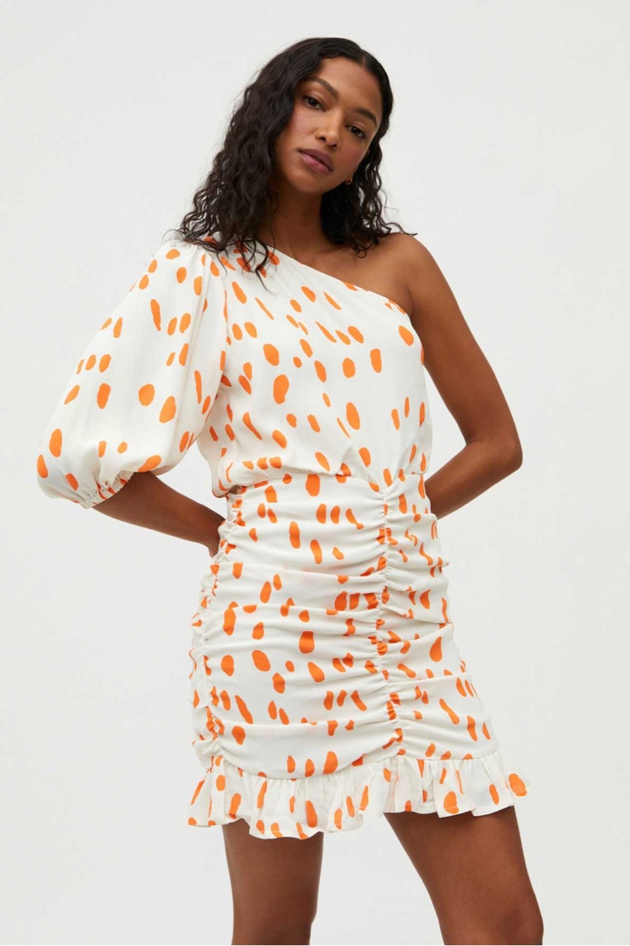 Polka Dot One Shoulder Dress