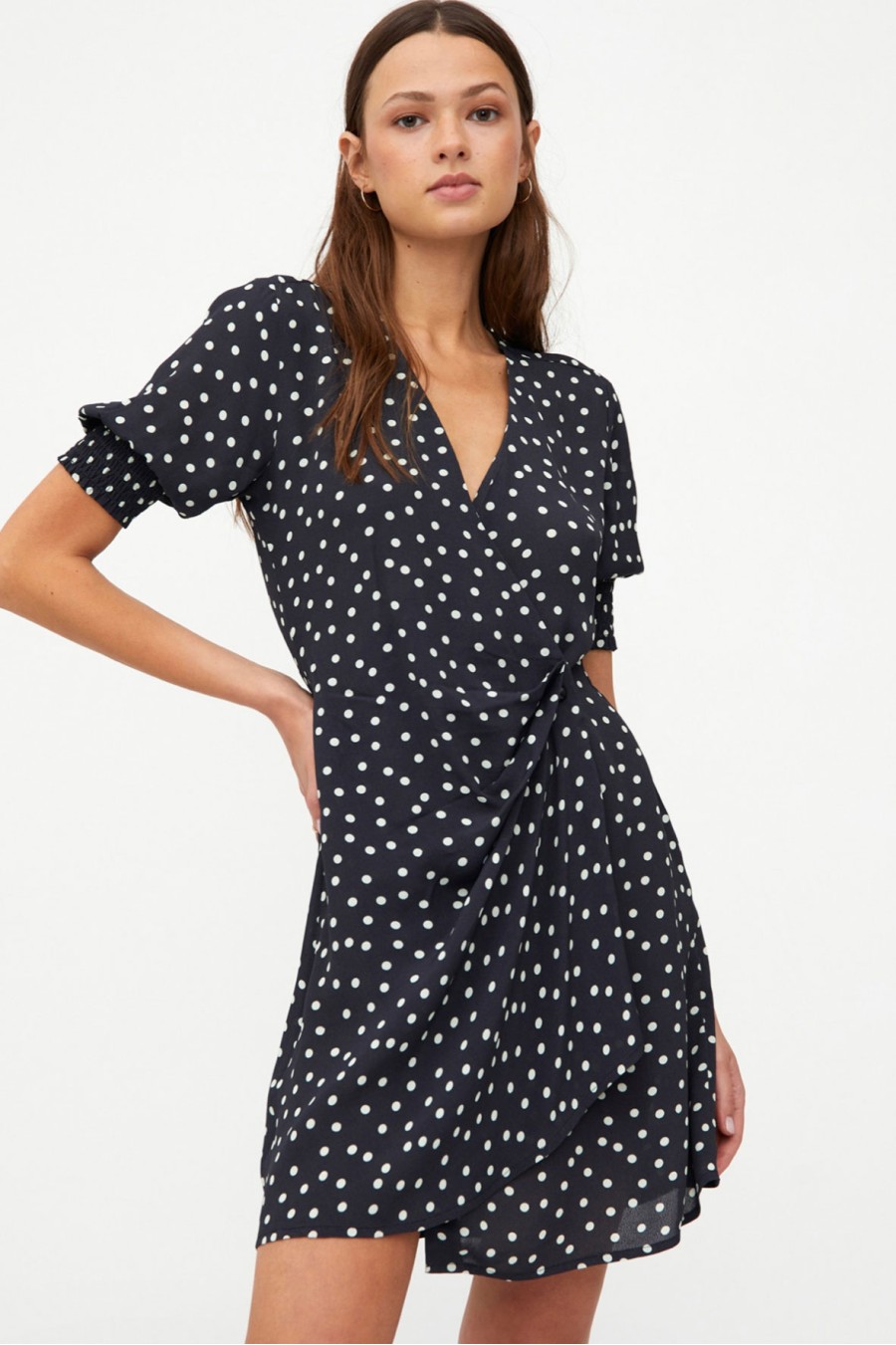 Polka Dot Wrap Mini Dress