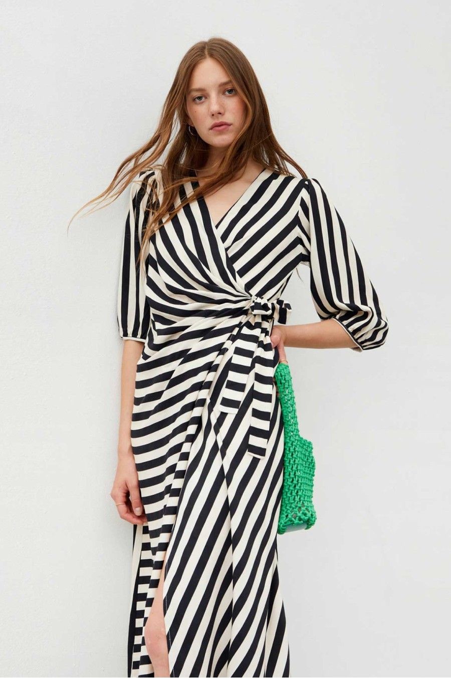 Black & White Stripe Midi...