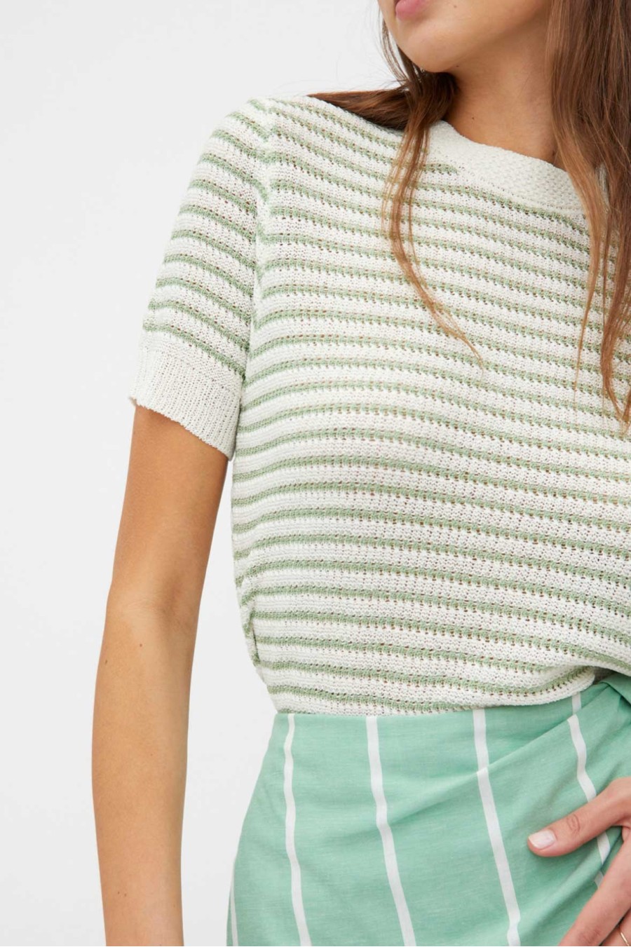 Green Striped Knit Top