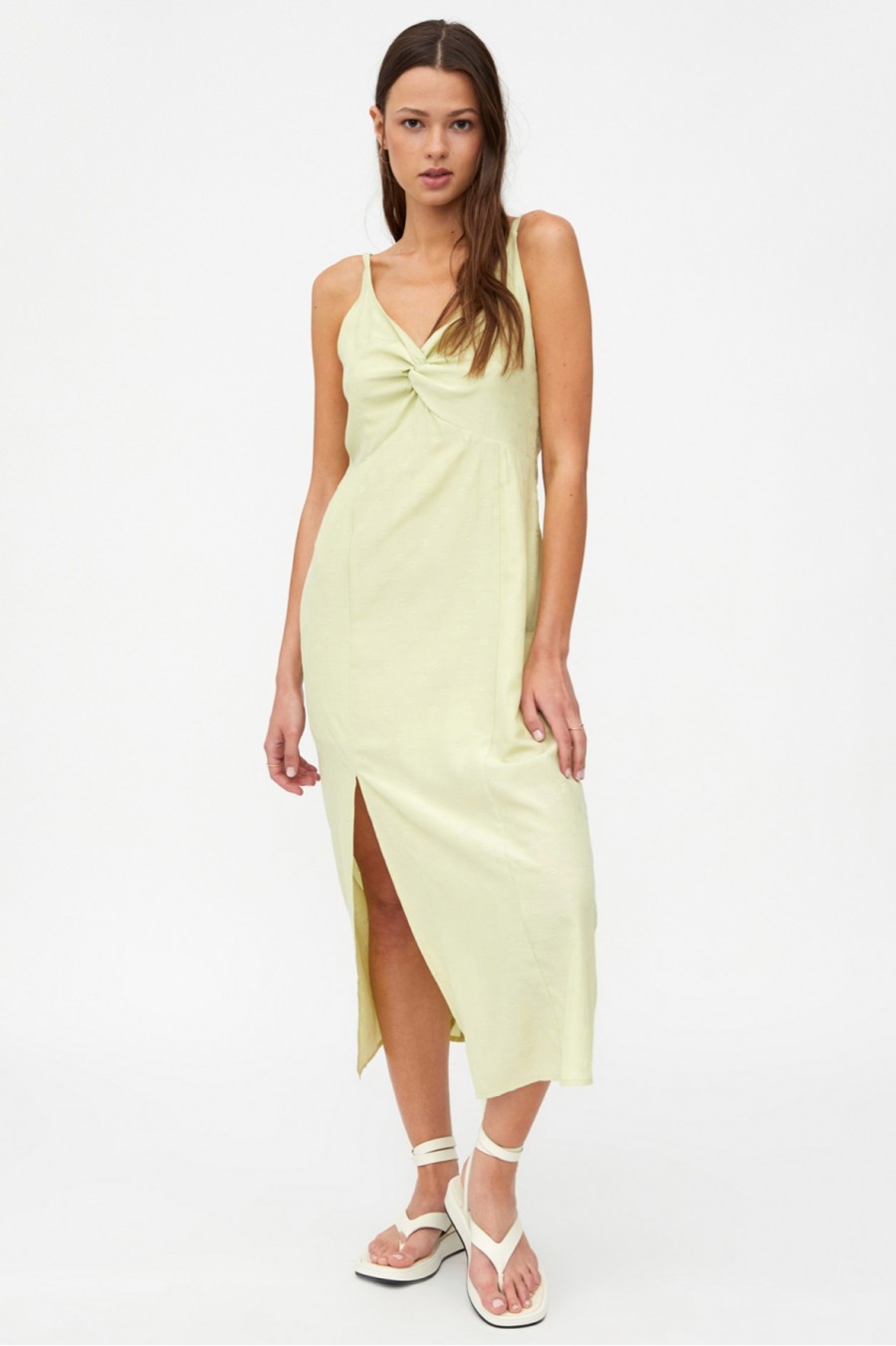 Green Jacquard Midi Dress