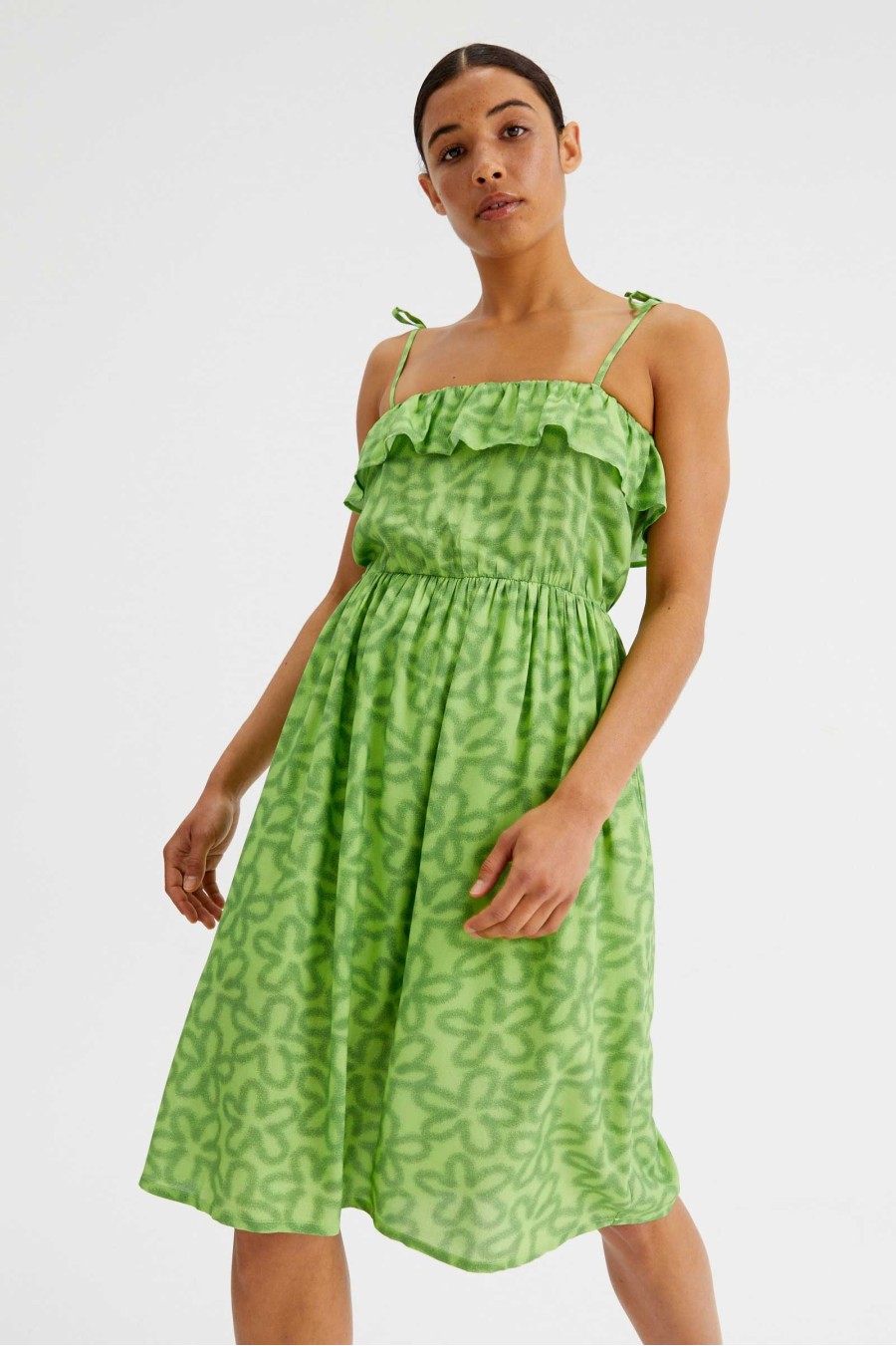 Lime Flowers Mini Dress