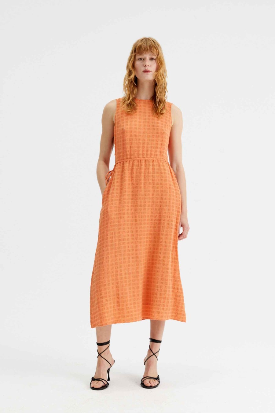 Peach Midi Dress With Open...