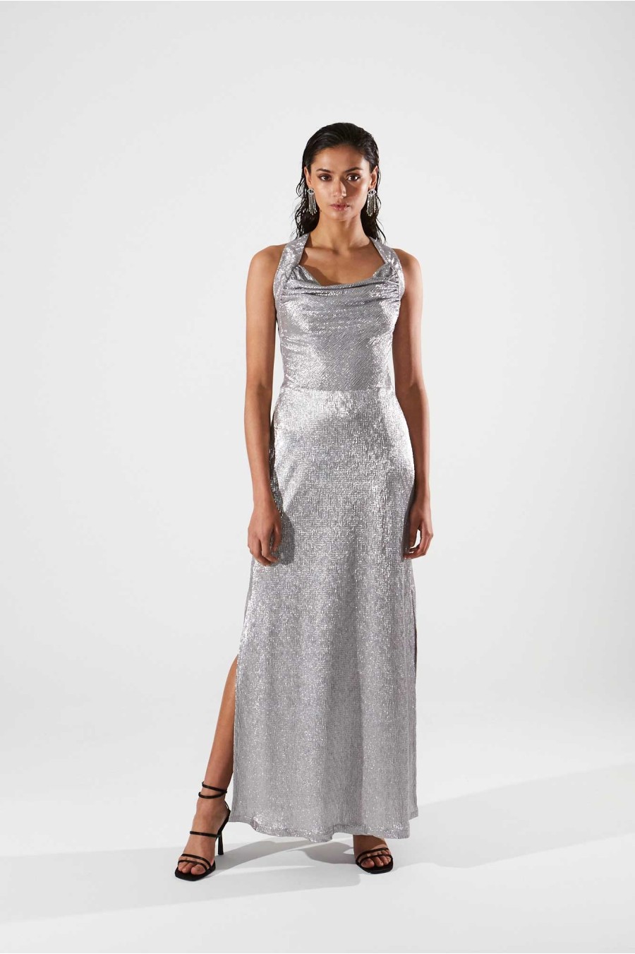 Sylvia Draped Silver Dress